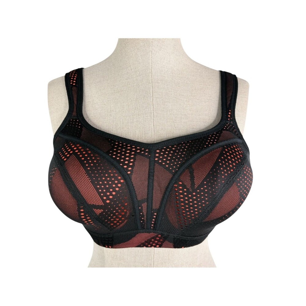 Panache Power Sport Wired Sports Bra sz 30FF (UK) * Black Coral Running Gym